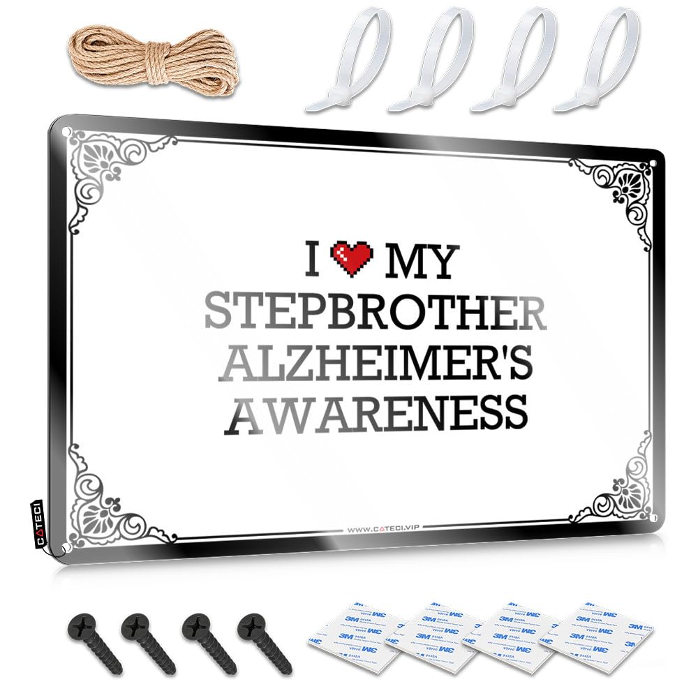 Tin Sign Country Stuff Wall Decor | I Love My Stepbrother Alzheimer's Awareness Inappropriate For Man Cave Bar Home(20X30CM)