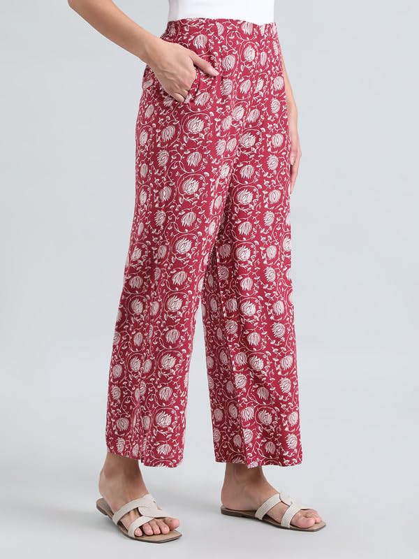 Image of GO COLORS Soft Viscose Printed Palazzo Full Length for Women| Breathable, Mid Rise