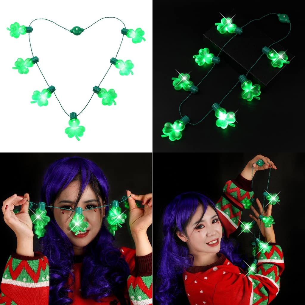 MLWSKERTY Clovers LED Lights Glowing Light Bulb Necklace Christmas Ornaments Christmas Tree Decoration Navidad New Year Gift