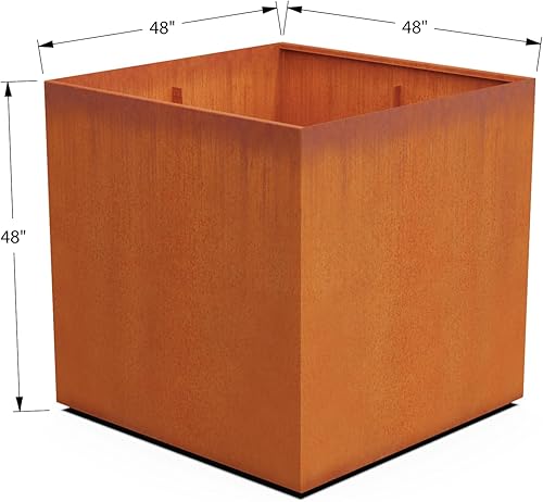 Miniatura 8 de Corten - Maceta de acero con cubo cuadrado, caja de jardín de metal, resistente, fabricada en Estados Unidos, totalmente montada, residencial
