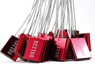 Numbered Pull-Tite Security Steel Cable Seals Alumium Alloy Shipping Container Tags Tamper Proof Cable Padlock ISO 17712 Standard (Red, Pack of 100)