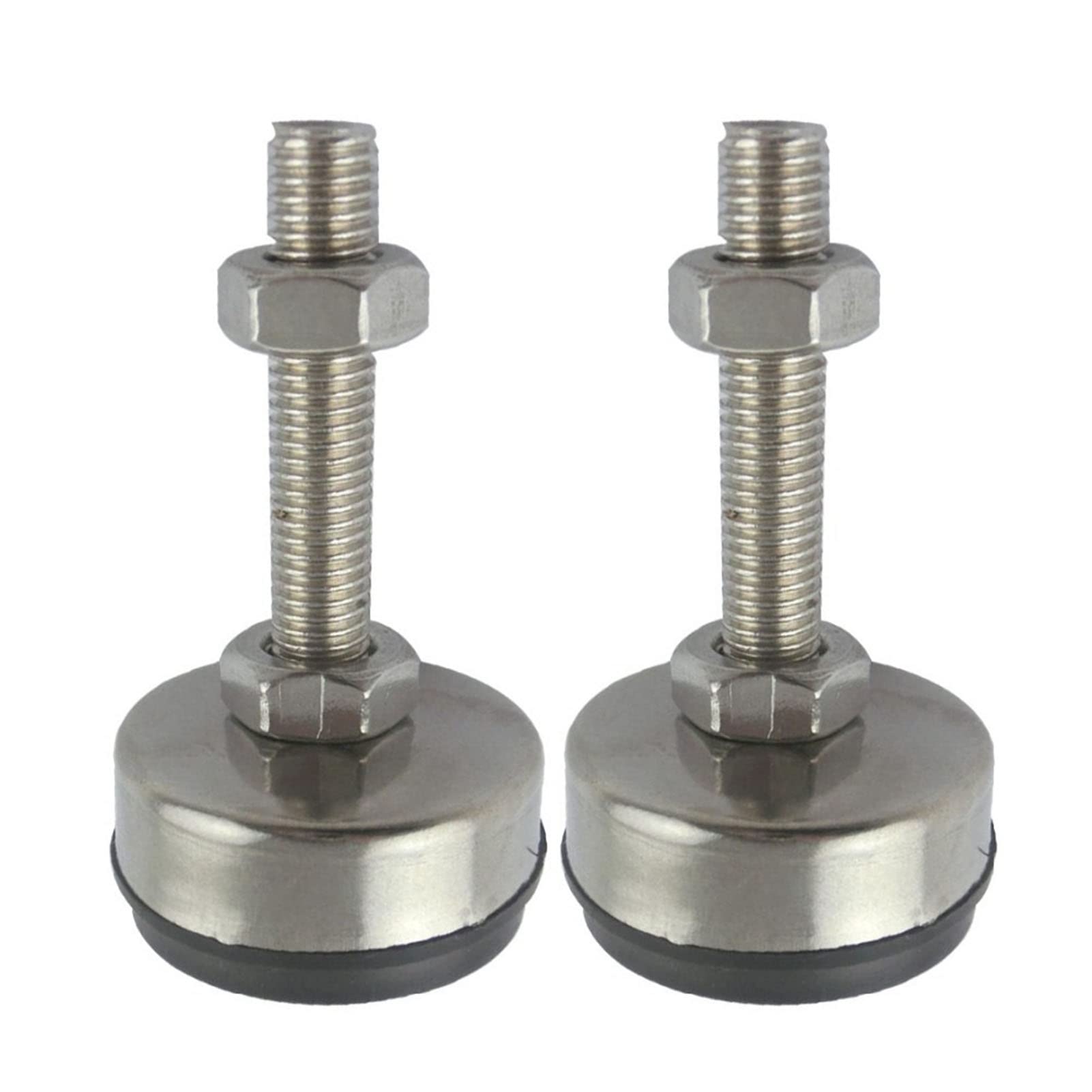 BREAKA 2 Patas niveladoras Ajustables for Muebles M12 x 60 mm, Copas for pies de Acero Inoxidable con Rosca, Base de Nailon de 65 mm de diámetro, for sofá, gabinete, talleres, oficinas