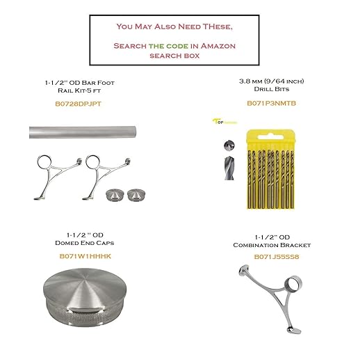 Miniatura 3 de Tubo de riel de pie de barra de 1-12 pulgadas de diámetro exterior - Tubo de acero inoxidable cepillado grado 316 - calibre 16 pedido personalizado
