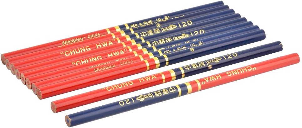 Sourcingmap Office School Carpenter Drawing Writing Pencil Dual Head 10pcs Red Blue