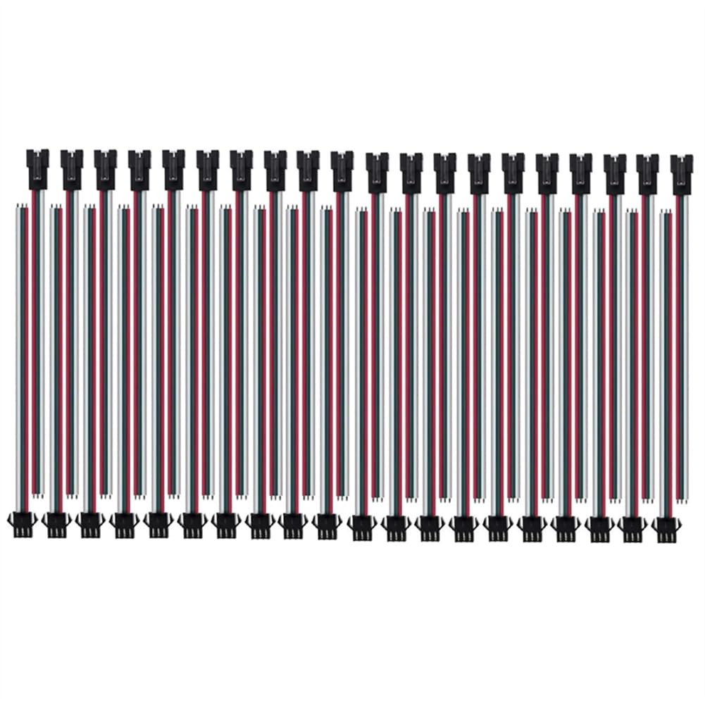 Littimoon JST SM 3-Pin Female Male Connector Set(20 Pairs) for WS2812B/WS2811/WS2812/WS2814/SK6812 FOCB CCT LED Strips- 15cm Length