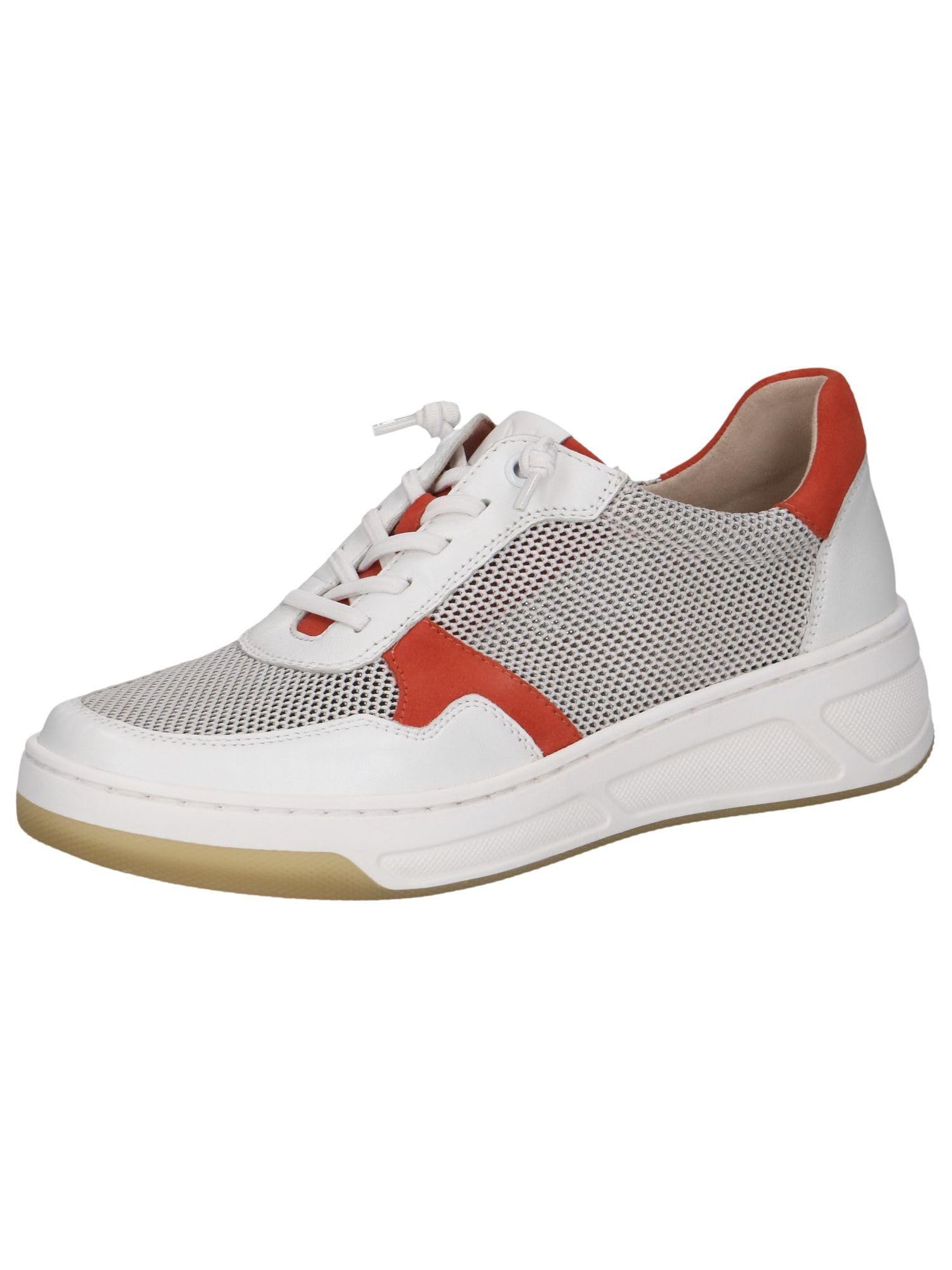 CAPRICE Women's Flat Sneakers with Laces Low Top, White (White Comb), 7.5 UK