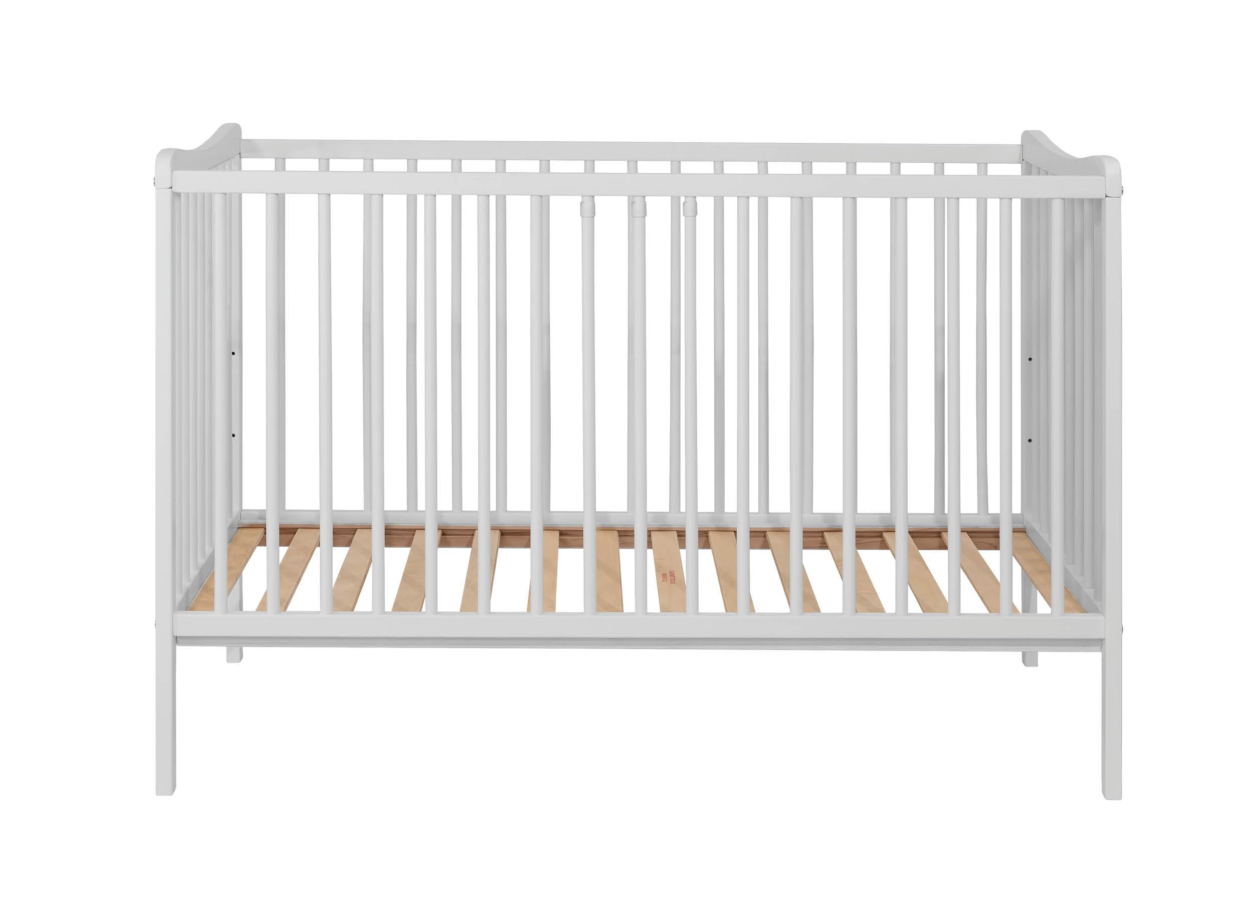 Lettino per bambini GREGIO 120x60 cm in legno di faggio – Rete regolabile su 3 livelli – 3 sbarre estraibili – Conforme EN 716 (Bianco) - 5