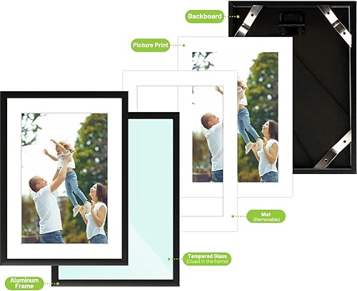 Miniatura 5 de Golden State Art - Marcos de fotos de metal de 5 x 7 con paspartú para fotos de 4 x 6 - Juego de marcos de fotos de aluminio de 4 a 5 x 7 pulgadas