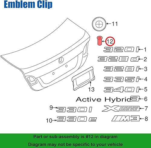 Miniatura 4 de OAUTOO Kit de clip de ojal para emblema de 12 piezas para la mayoría de los modelos