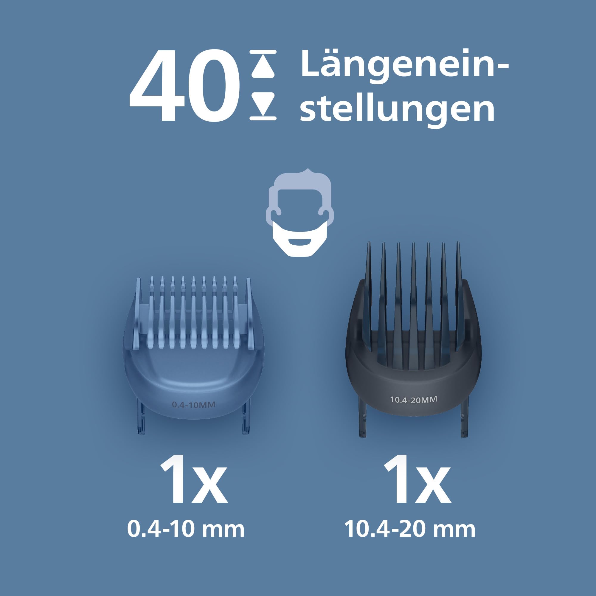 Philips Bartschneider 5000er-Serie – selbstschärfende Metallklingen, 40 Längeneinstellungen, BeardSense-Technologie, Haarkollektor, 100% wasserdicht, Reiseetui, Modell BT5765/15