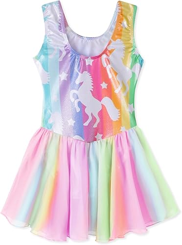 Miniatura 2 de EQSJIU Leotardo de ballet para niñas, danza, gimnasia, niñas pequeñas, vestidos de danza brillantes, conjuntos, leotardo con falda tutú para niños