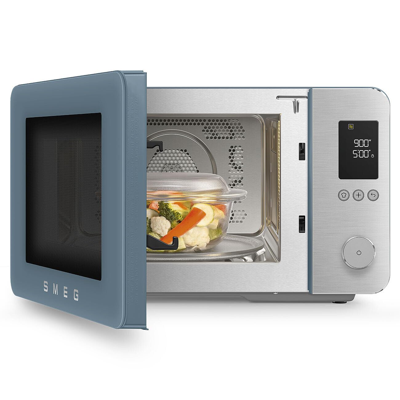 Smeg, Four à Micro-ondes Combiné MOC02SBMEU, 9 Fonctions et 3 Combinées, 25 Programmes Automatiques, Technologie Inverter, Système Soft Close, Accessoire Grille Inclus, 2100 W, Bleu Orage Mat