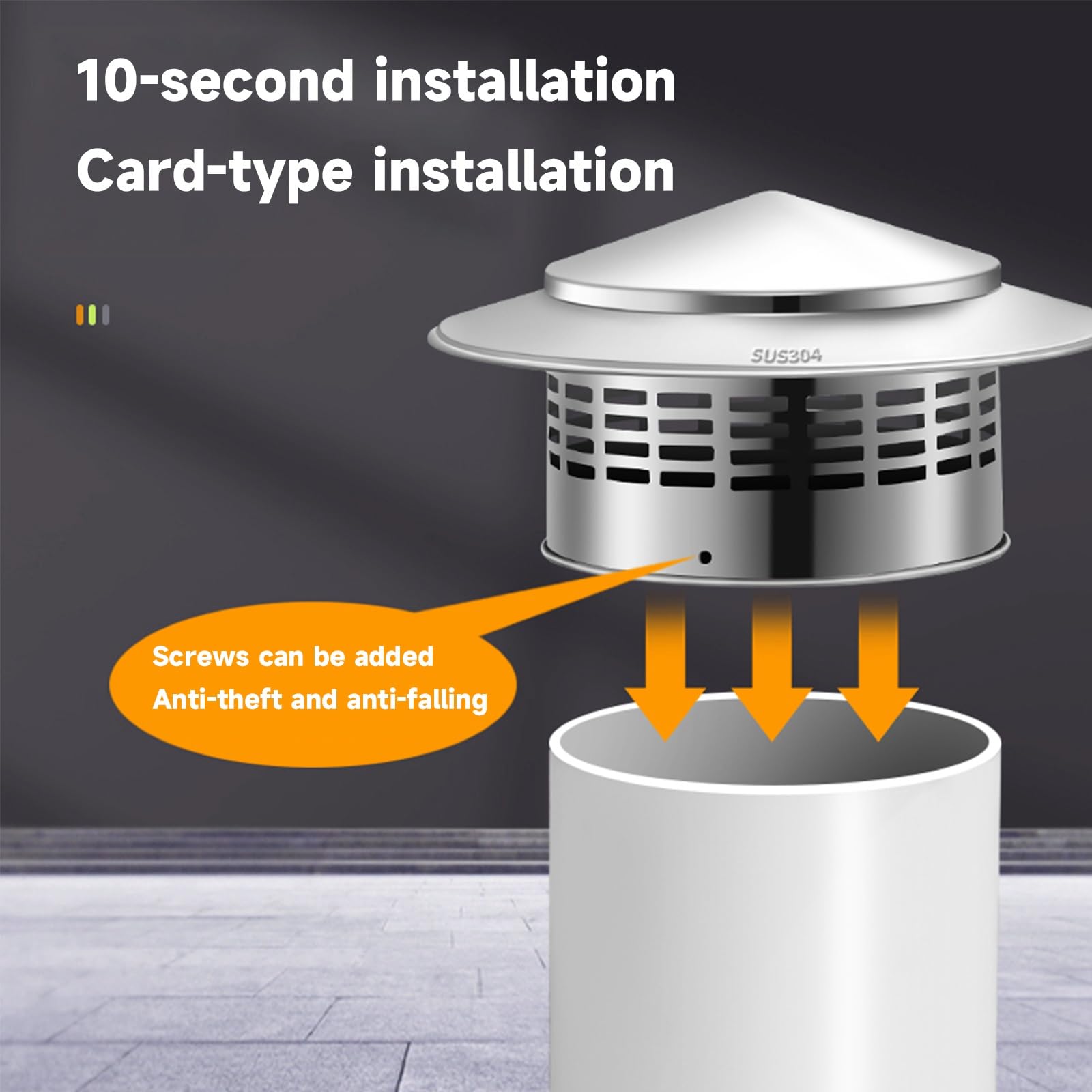 Tappo per camino in acciaio inox, copertura durevole per installazione sul tetto, ideale per applicazioni sul camino