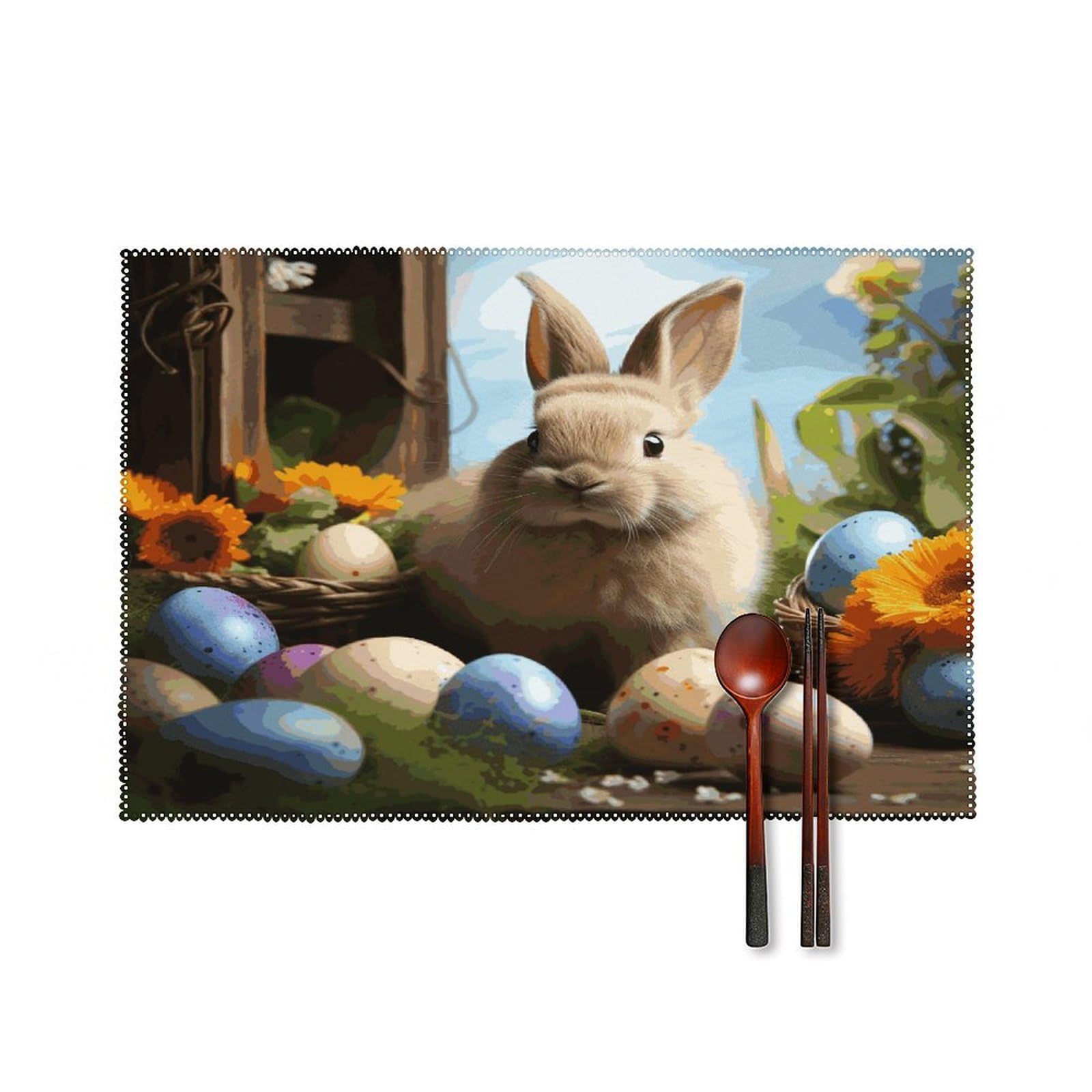 Fodpand Style Easter Rabbit And Easter Eggs Placemats Set Of 4 Place Mats Table Mats