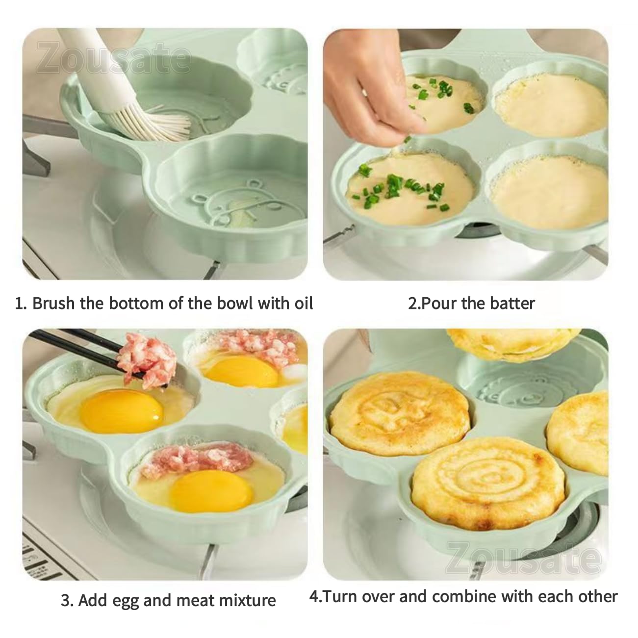 Tissting Omelette Pan, Nonstick 4-Cup Aluminium Skillet with Heat-Resistant Handle for Cooking Pancakes Eggs and Breakfast - Image 3
