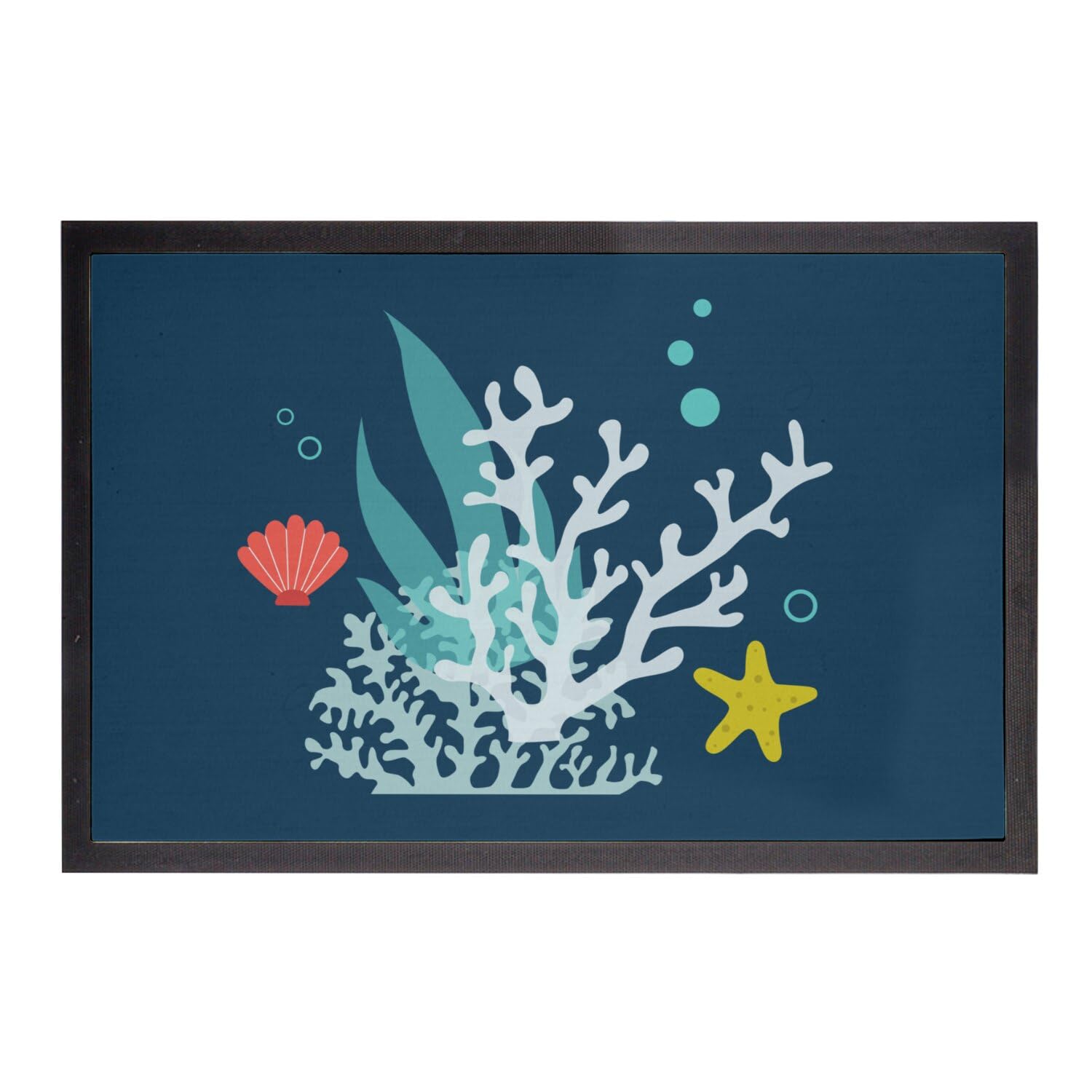Paillasson bleu tropical grand tapis entrée mer 75x50cm