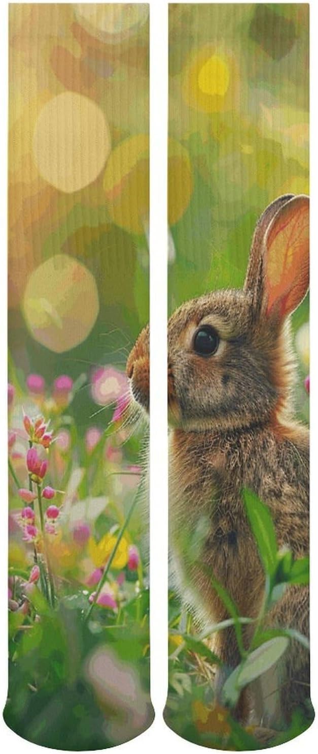 5 Pairs Knee High Socks Rabbit Grass Long Tube Boot Seamless Toe