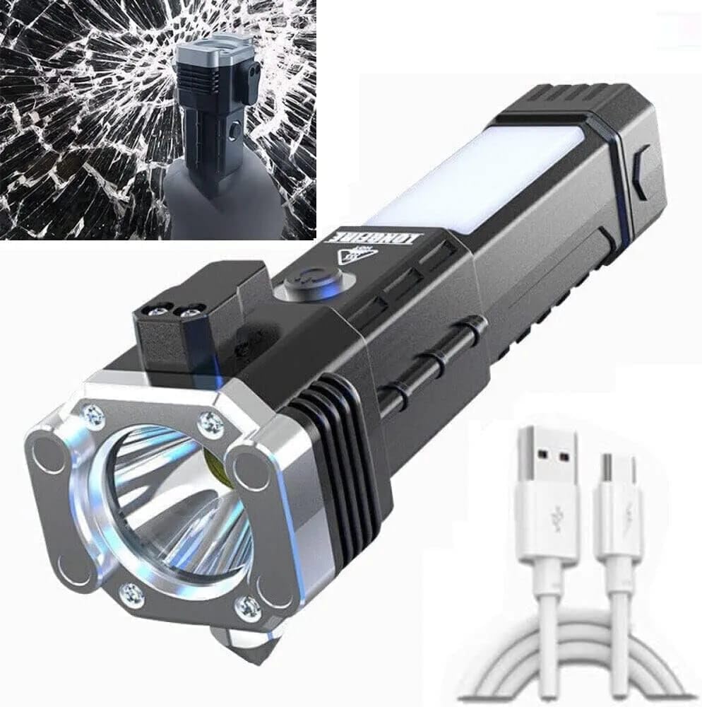 Onlinenest® Portable Torch LED Flashlight Long Beam Range Power Bank, Hammer Strong Magnets, Window Glass and Seat Belt Cutter (B0D1K1WYP9) Amazon Price History, Amazon Price Tracker