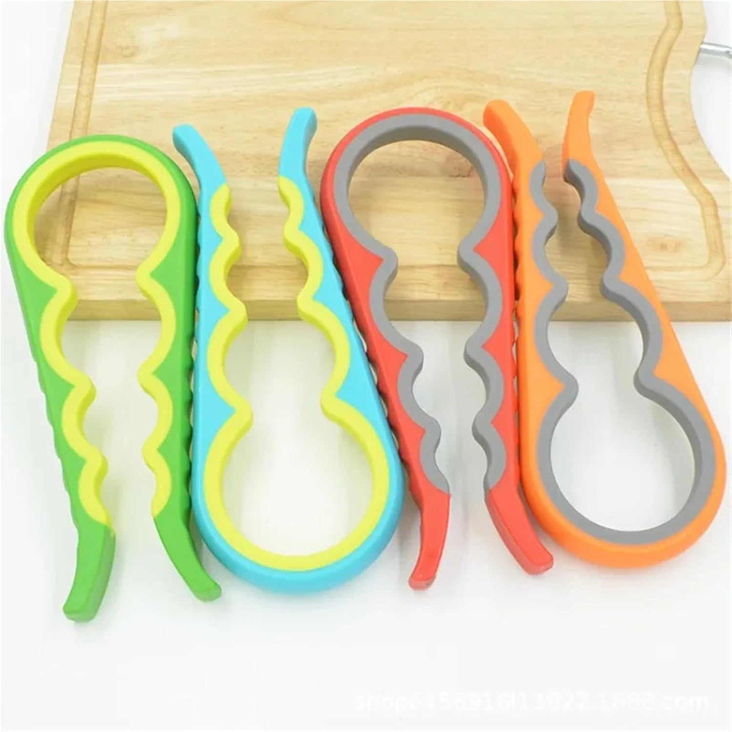 1pc Jar Opener Easy Grip Wrench 4 in 1 Handy Save Strength Can Beer Bottle Cap Openers Lid Twist Off Tools Portable Kitchen Gadgets(Orange)