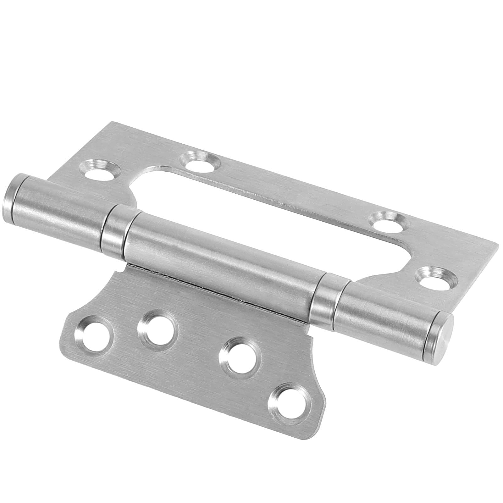 ZOENHOU 16 Stück 10,2 x 7,6 cm Türscharniere ohne Einstecken, strapazierfähig, gebürstetes Nickel, bündige Türscharniere, Edelstahl-Türscharniere Beschläge mit Schrauben, Silber