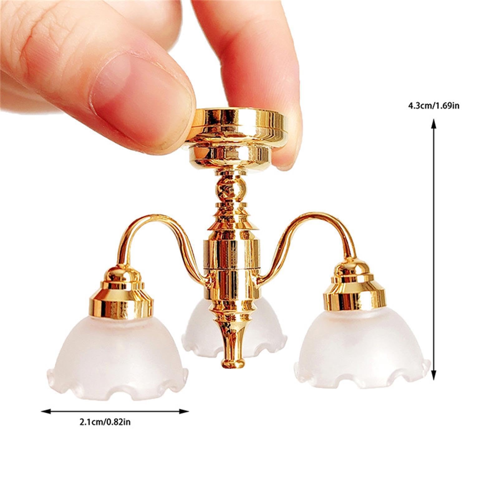 Lampadario per casa delle bambole, fatto a mano, materiale per scenografie, camera da letto, soggiorno, sala da pranzo, materiale per oggetti di scena fotografici. Il , Stile A