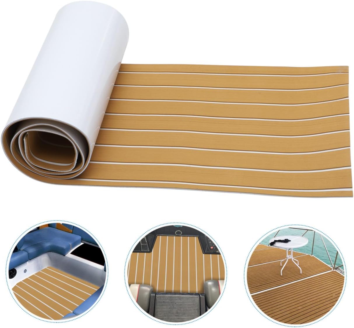 UPKOCH 1Roll Eva Non Slip Boat Flooring Self Adhesive Faux Teak Decking Sheet Heat Salt Water Easy to Cut for Yachts Motorboats and Kayaks
