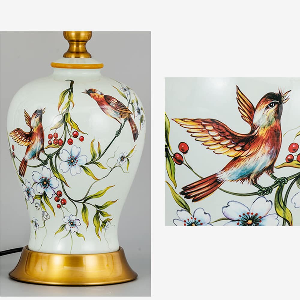 E27 Nuova lampada da tavolo cinese in ceramica applique Soggiorno Camera da letto Studio Lampada da comodino Stile europeo Elegante Lampada da tavolo semplice (Lampadine non incluse) (Bianco)