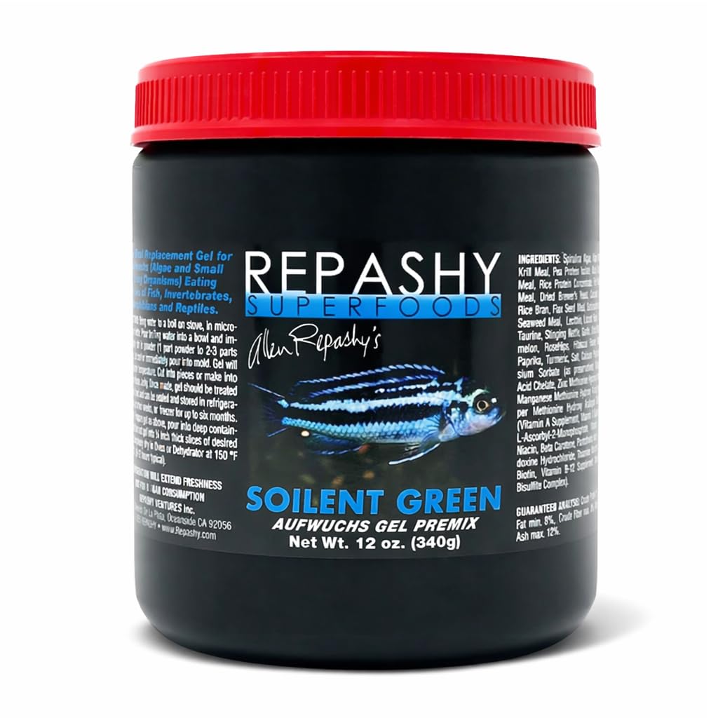 Repashy Soilent Green Freshwater Fish Food – Algae & Biofilm Grazer Gel Diet for Plecos, Loaches, Otocinclus & Algae Eaters – Spirulina & Plant Protein Formula, 340g