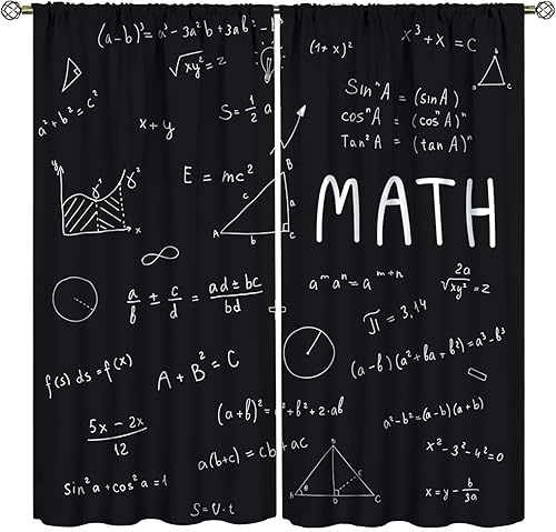 Cortinas opacas de pizarra para niños, fórmula matemática geométrica, con bolsillo para cortinero, para dormitorio, sala de estar, cocina, con disponible en Yaxa Peru