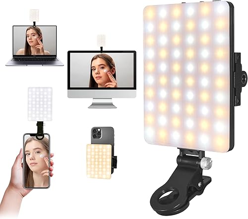 EMART Luz para selfie, 60 LED portátil con clip para teléfonotabletaportátil, Vlog, TikTok, video, luz de llenado de teléfono celular recargable de
