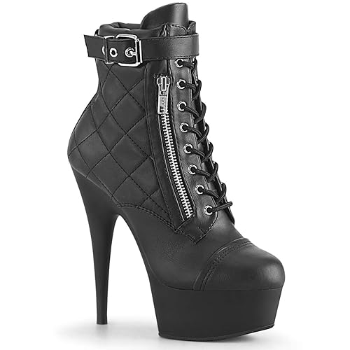 Pleaser DELIGHT-600-05 Blk Faux Leather/Blk Matte UK 9 (EU 42)