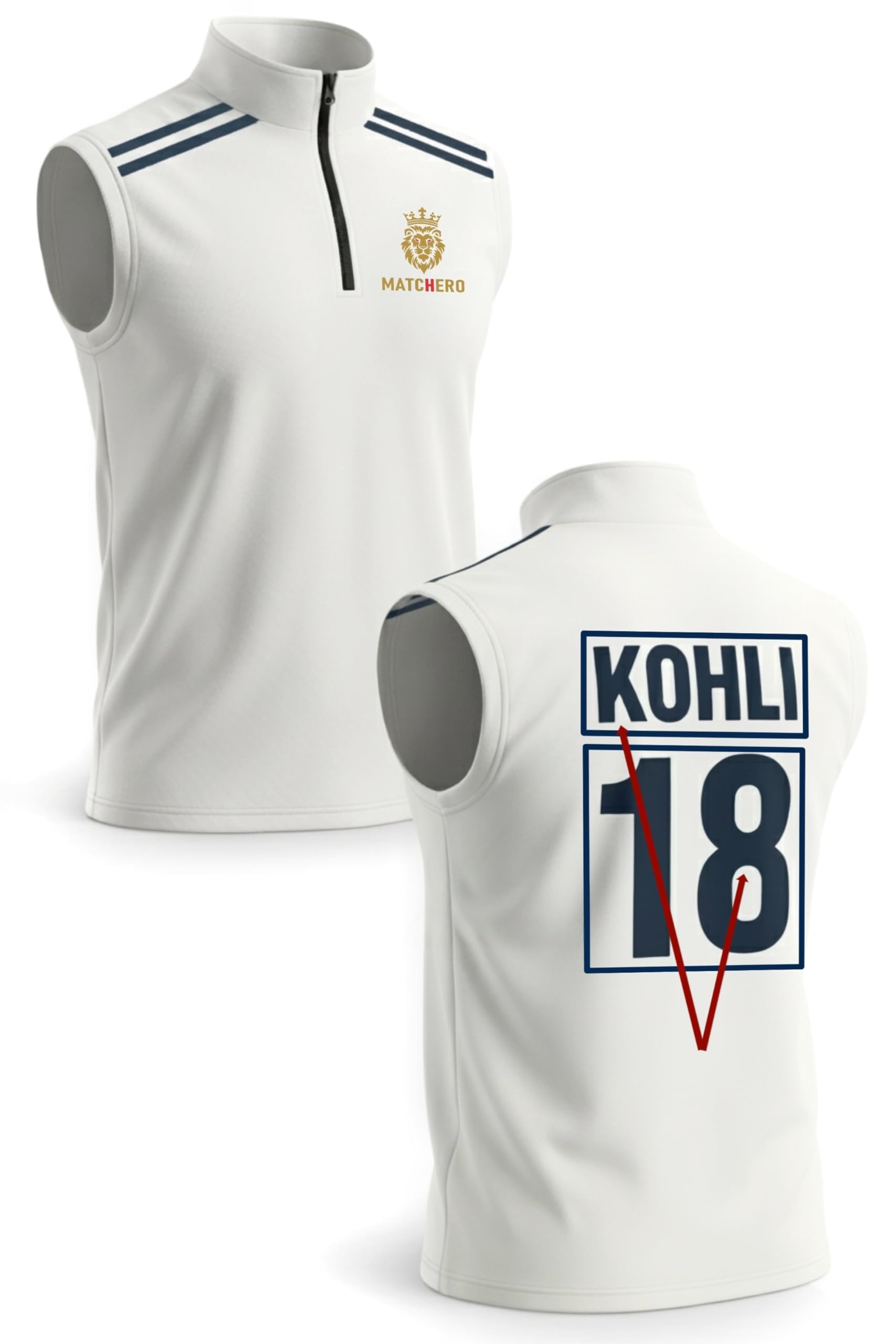 Matchero Cricket Pullover Jacket/Sweater for Men Sleeveless Fleece Lined | Premium Winter Sweater for Men