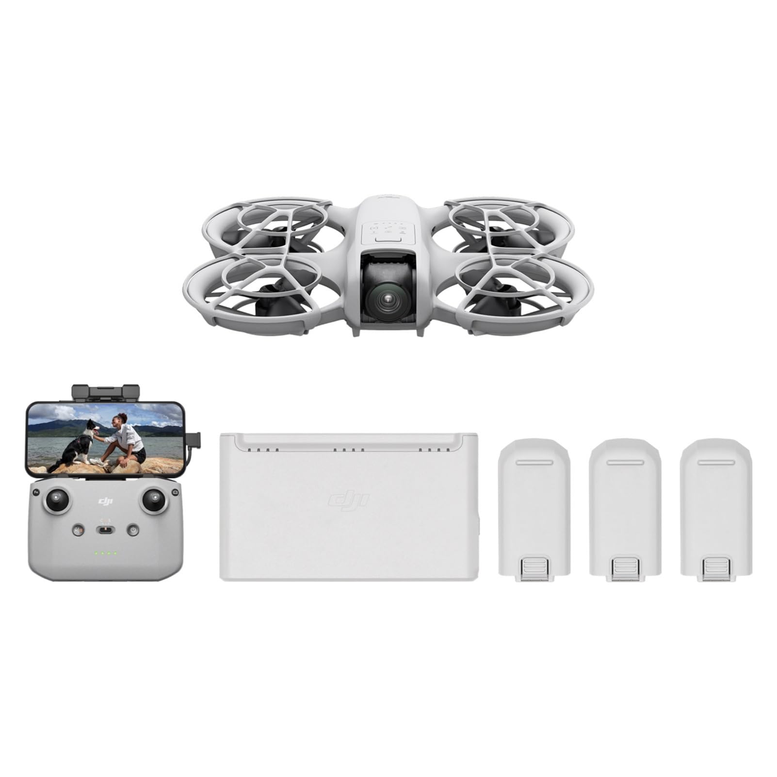 DJI Pack Neo Fly More, Mini Drone with 4K UHD Camera for Adults, 135g Drone That Flies Following You, Take Off from Hand, Target Tracking, QuickShots, Stabilized Video, with RC-N3 and 3 Batteries