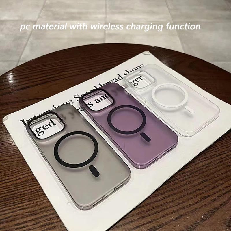 Image of DIZORO Matte Case for iPhone 15 Compatible with MagSafe, Camera Lens Full Protection, Shockproof Translucent Frosted TPU Soft Phone Cover, Anti-Fingerprint (Sky)