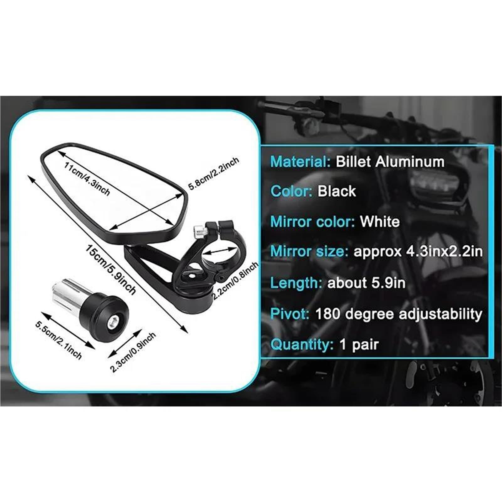 Rétroviseur de Moto Rétroviseurs De Guidon pour Moto Et Scooter 1 Paire pour F800GS F800 GS(007)