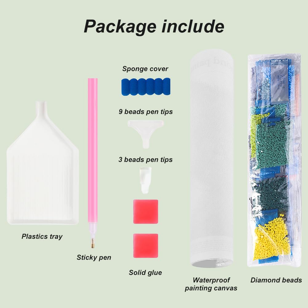 Reluohuo Kits de arte de diamantes para adultos, kit de pintura de diamante 5D para principiantes, kits de pintura de diamantes para decoración de pared del hogar, 12 x 12 pulgadas