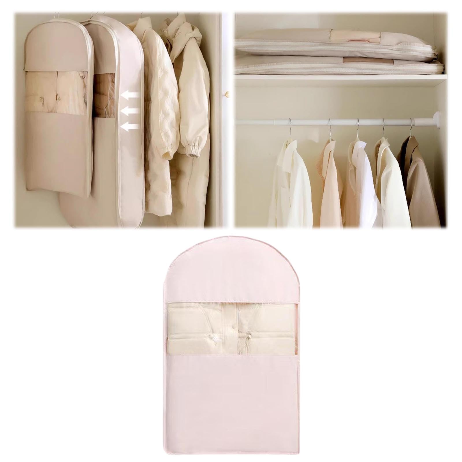 Space Saving Hanging Garment Bag Space Saver Closet Organizers with Self Compression Zipper Dust Cover Clothes Bags for