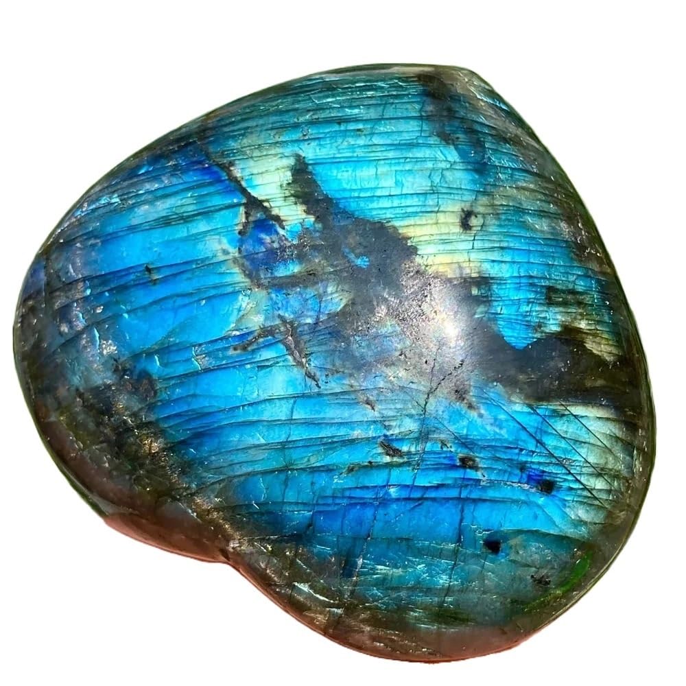 AARTERZZA 1pc 310-400g Labradorite Heart Quartz Crystal Stone