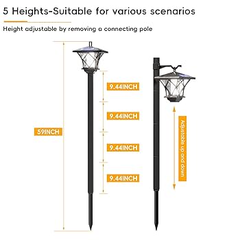 TUSAUW 59'' Solar Lamp Post Light 2Pack, Vintage Street
