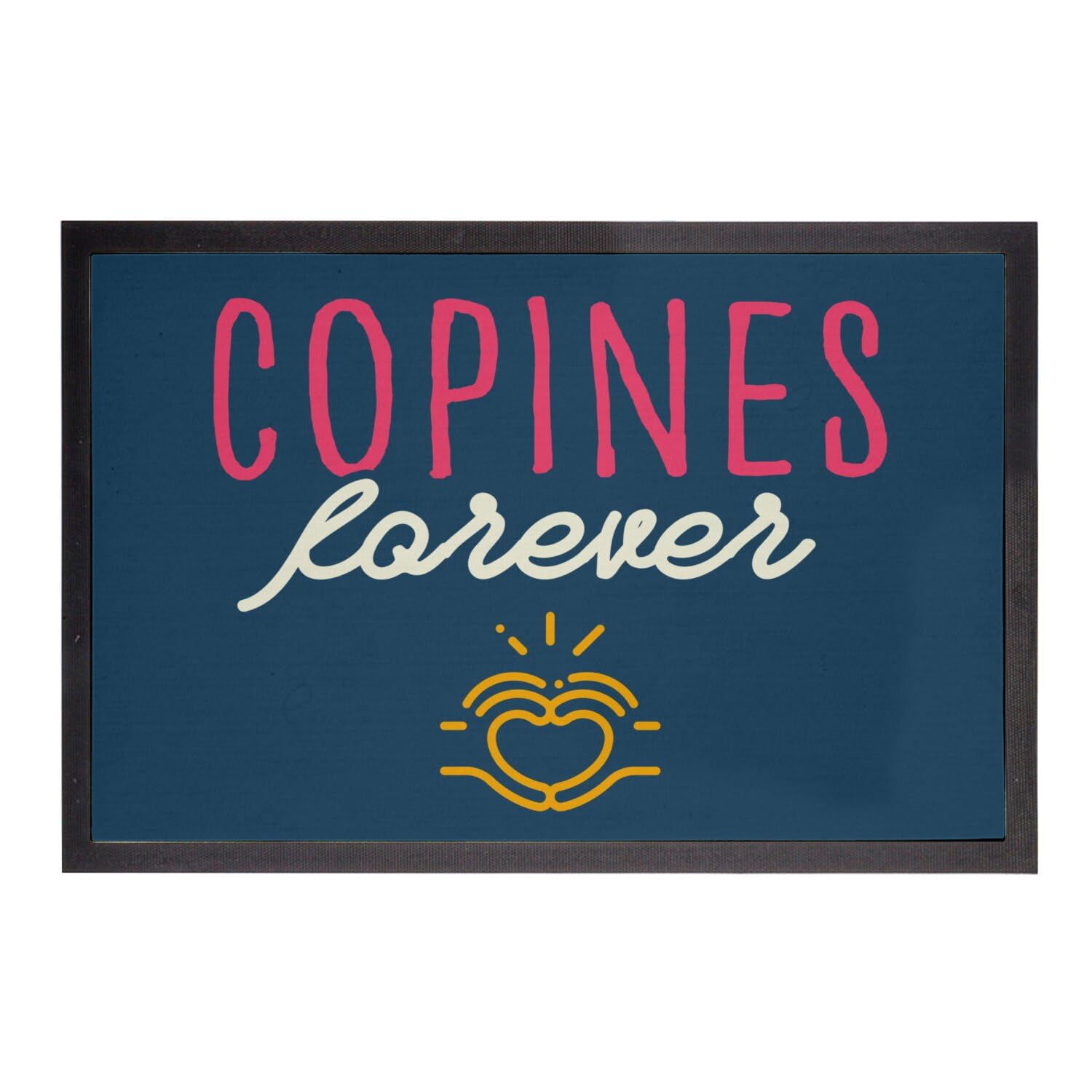 Paillasson bleu copines forever cœur 75x50cm pour entrée