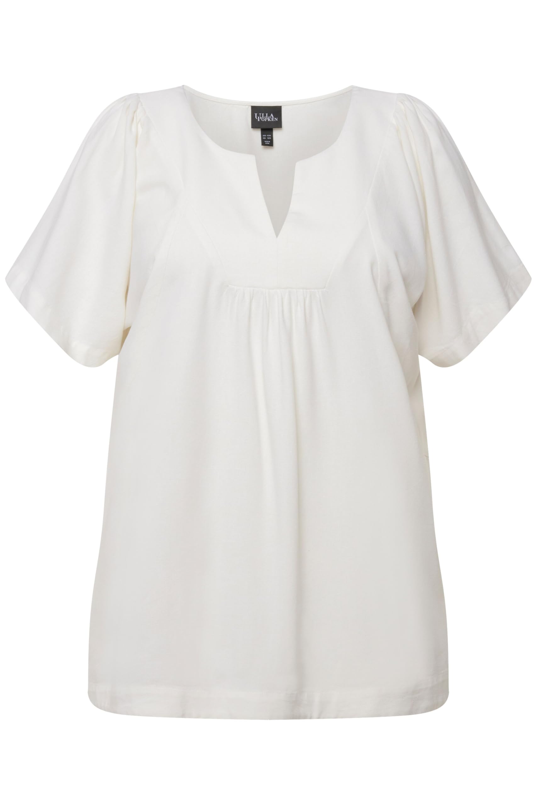 Ulla Popken, Leinenmix, A-Linie, Tunika-Ausschnitt, Halbarm Blouse Femme