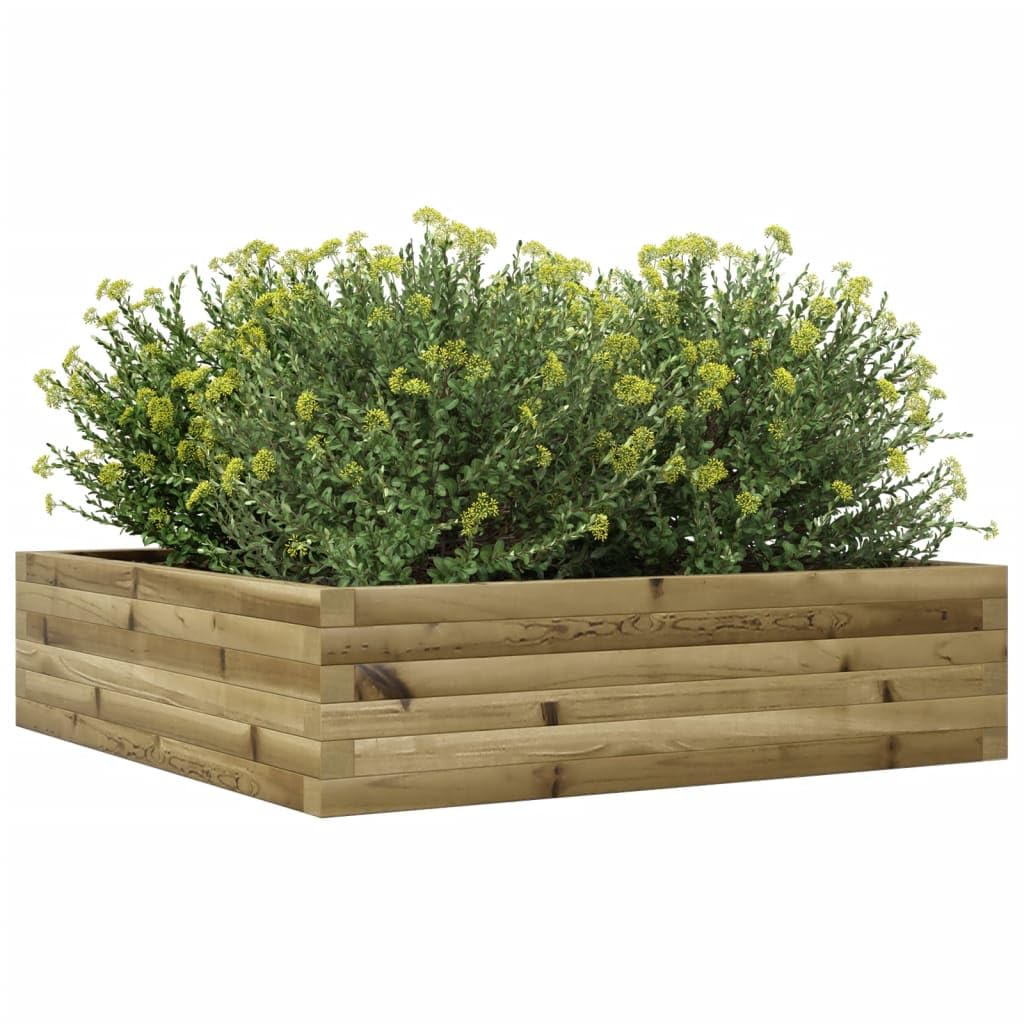 Macetero 90 x 90 x 23 cm madera de pino impregnada, resistente bancal alto para jardín al aire libre, grandes flores y verduras, estable