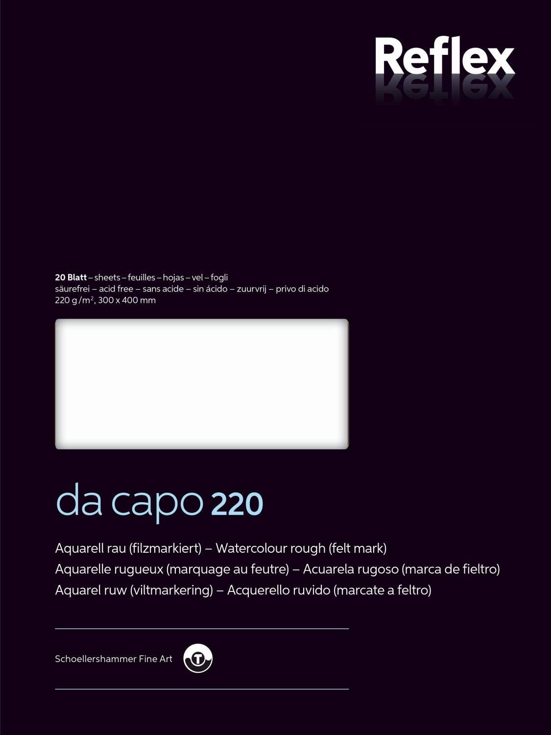 Reflex Watercolour Paper Da Capo 30x40cm 220g/m2 pad 20 Sheets