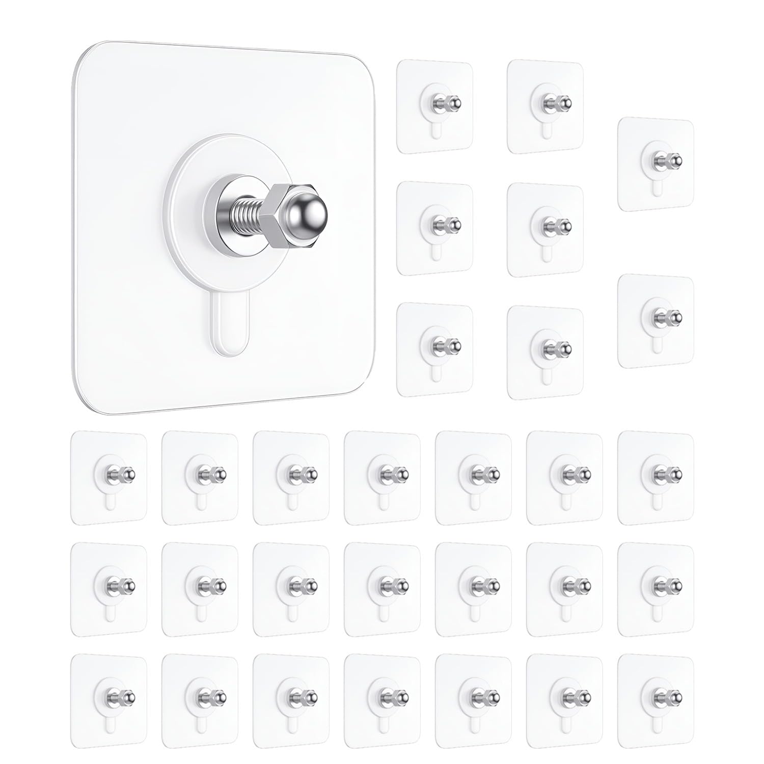 DALUCI 30 Pcs Self Adhesive Wall Hooks for Hanging | Heavy Duty Adhesive Hooks for Wall | Screw Nail Free Sticky Hooks for Wall Heavy Items Without Drilling | Transparent Wall Hanger Hook (Pack of 30)