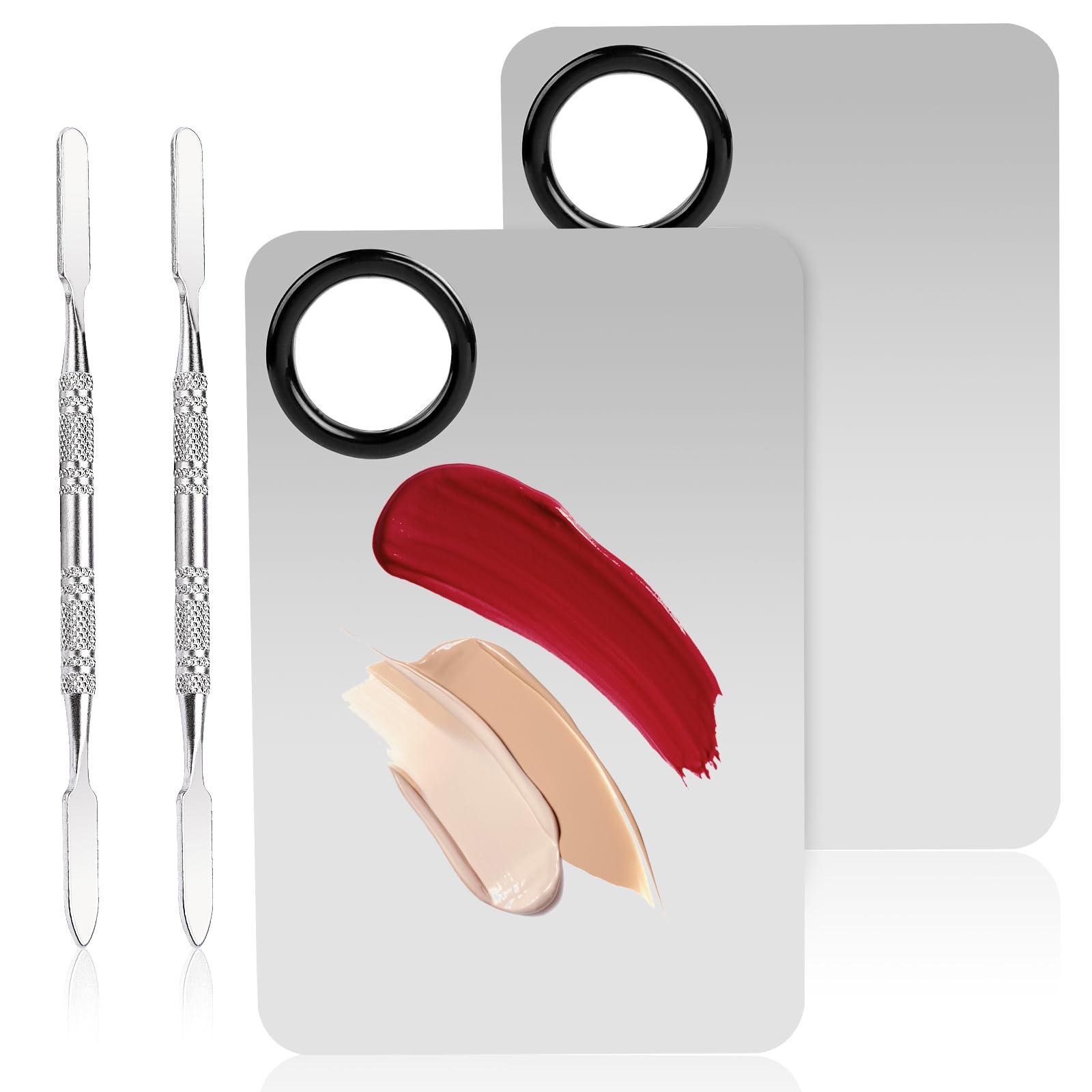 2 Set Makeup Mixing Palette - 2 Palette + 2 Color Stick, Spatula, Travel & Contouring Kit