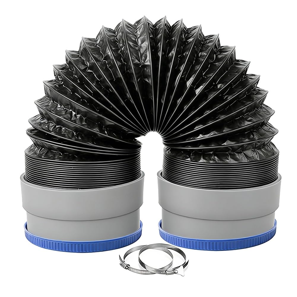 Ijsdnvjndx Black & Gray Dryer Vent Hose 4Inch Flexible, 5Ft Aluminum Duct With Rubber Seals Connector, Heat- Exhaust Pipe