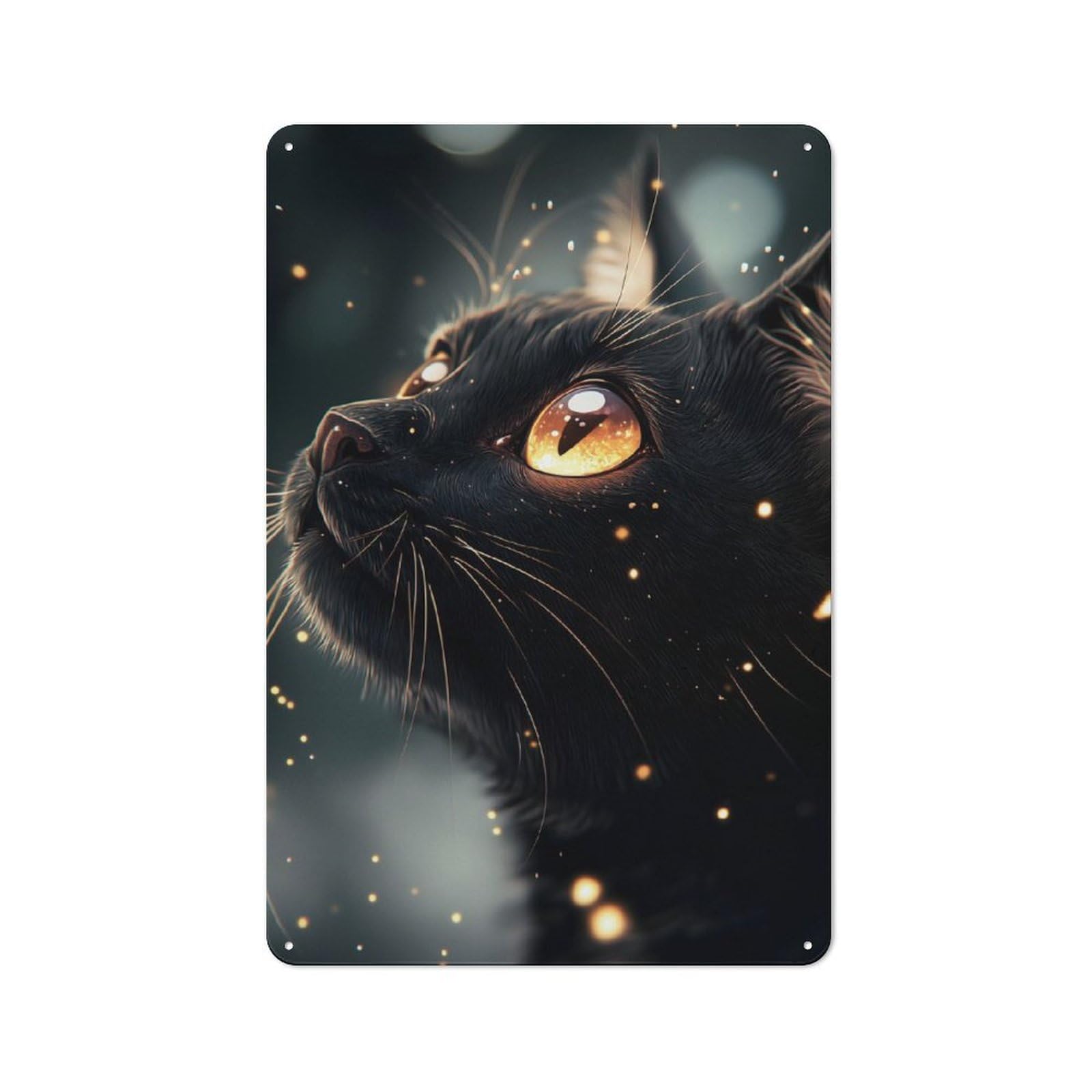 Bombay Cat Under Twilight Sparks Cottage Metal Wall Decor 30x20cm, Shed Metal Sign for Patio Bar, Workshop, Shed Or Kitchen