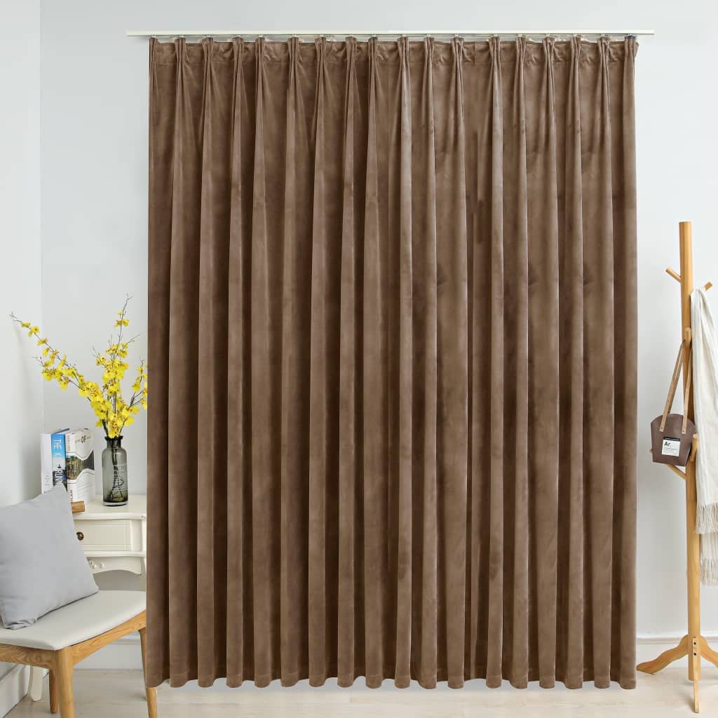 Verdunkelungsvorhang 290x245 cm mit Haken Gardinen Vorhänge Blickdicht Thermovorhang Kälteschutz Vorhang Wärmeisolierend Curtains Türvorhang Thermo Kälteschutz Samt Braun Polyester