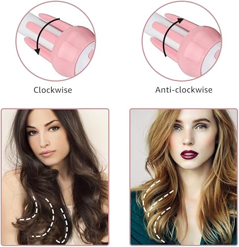 Miniatura 2 de Rizadores de pelo rosa automático rizador de pelo de cerámica calefacción rizado palo rápido profesional mágico giratorio rizadores eléctricos