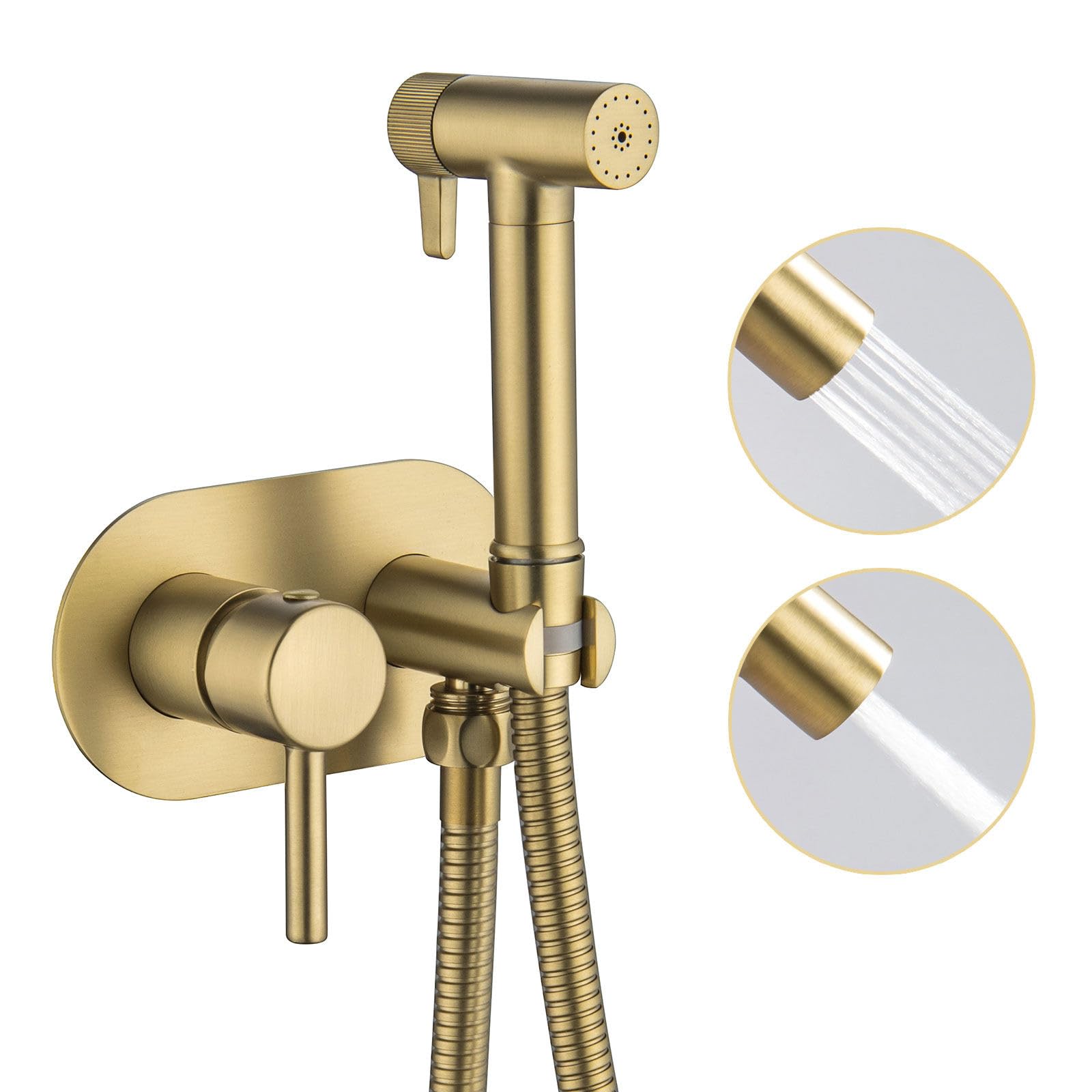 Douche Toilette Encastré Kit, Innovant 2 Modes, 59A Laiton Ensemble Mitigeur pour Eau Chaude et Froide, Tuyau de 1,2m, pour Douche, Salle de Bain, Hygiène, Nettoyage des Couches